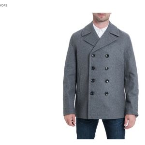 Michael Kors Wool-Blend Charcoal Peacoat 99% New